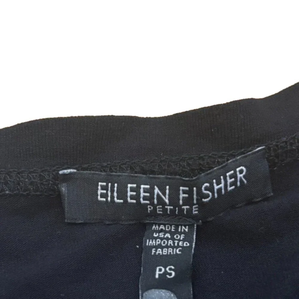 Eileen Fisher Black Viscose Spandex Long Sleeve Shirt Small Petite - Picture 2 of 6
